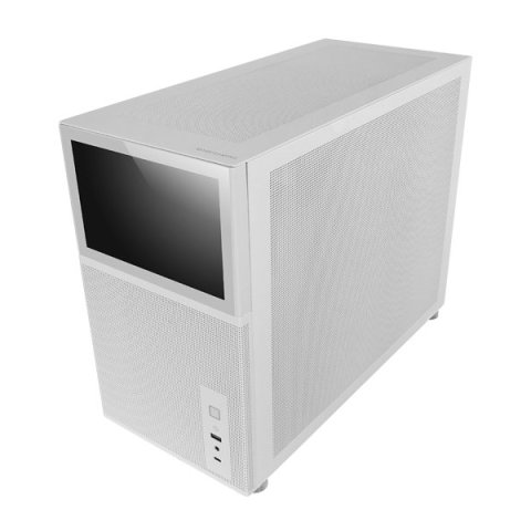 Caja Microatx Gaming Mars Gaming Mc-lcd Blanca Con Pantalla Ips 8" Mini Hdmi Ventana Lateral Cristal Templado