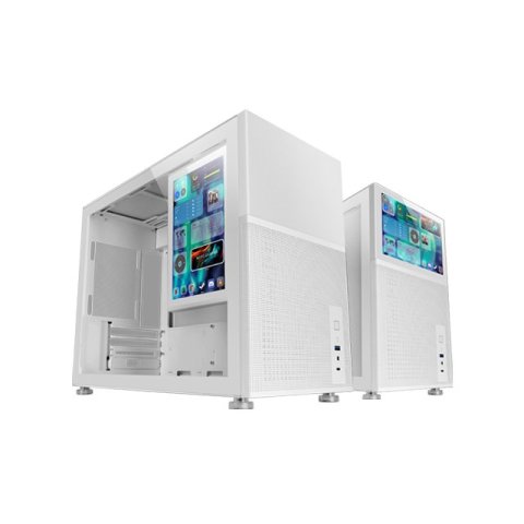 Caja Microatx Gaming Mars Gaming Mc-lcd Blanca Con Pantalla Ips 8" Mini Hdmi Ventana Lateral Cristal Templado