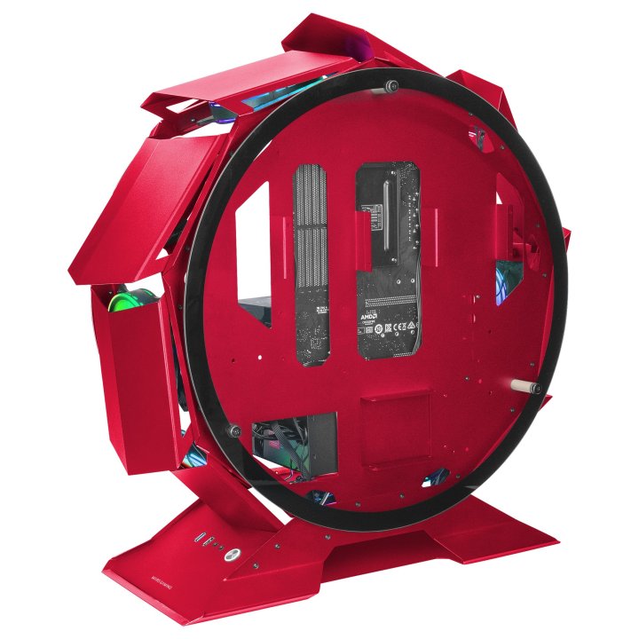 Caja Microatx Gaming Mars Gaming Mcorb Red Diseño Esferico Extremo Premium Doble Ventana De Cristal Templado Sin Fuente De Al