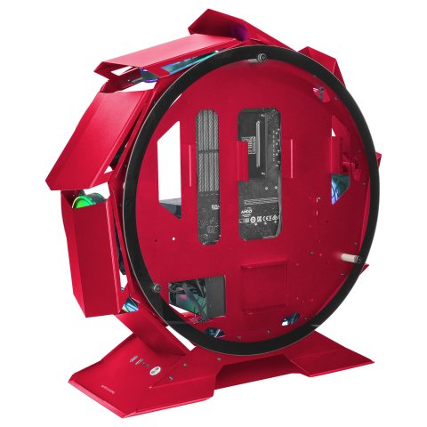 Caja Microatx Gaming Mars Gaming Mcorb Red Diseño Esferico Extremo Premium Doble Ventana De Cristal Templado Sin Fuente De Al