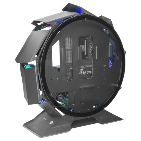 Caja Microatx Gaming Mars Gaming Mcorb Black Diseño Esferico Extremo Premium Doble Ventana De Cristal Templado Sin Fuente De 