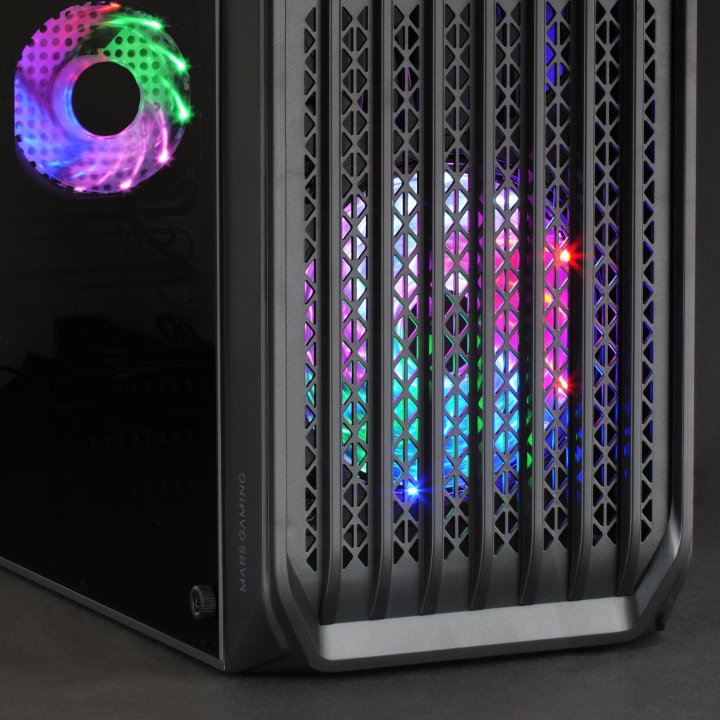 Caja Microatx Gaming Mars Gaming Mc-s2 Black Frontal Con Ventilador Frgb Ventana Lateral Sin Fuente De Alimentacion