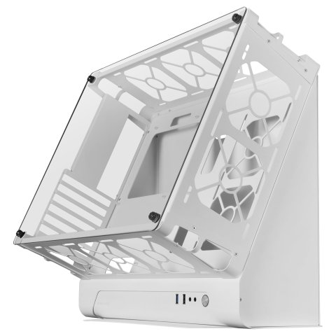 Caja Microatx Gaming Mars Gaming Mcb White Diseño Custom Premium Sistema Modular Sin Fuente De Alimentacion