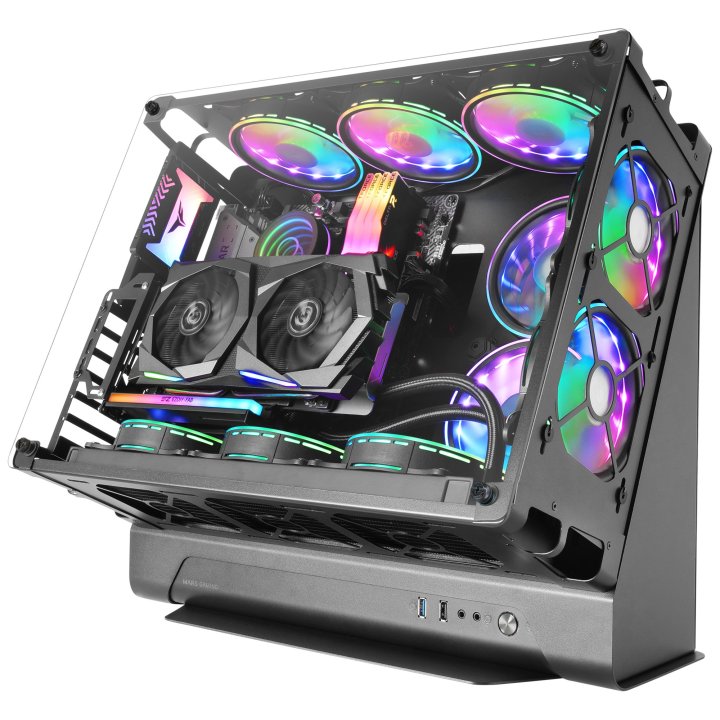 Caja Microatx Gaming Mars Gaming Mcb Black Diseño Custom Premium Sistema Modular Sin Fuente De Alimentacion