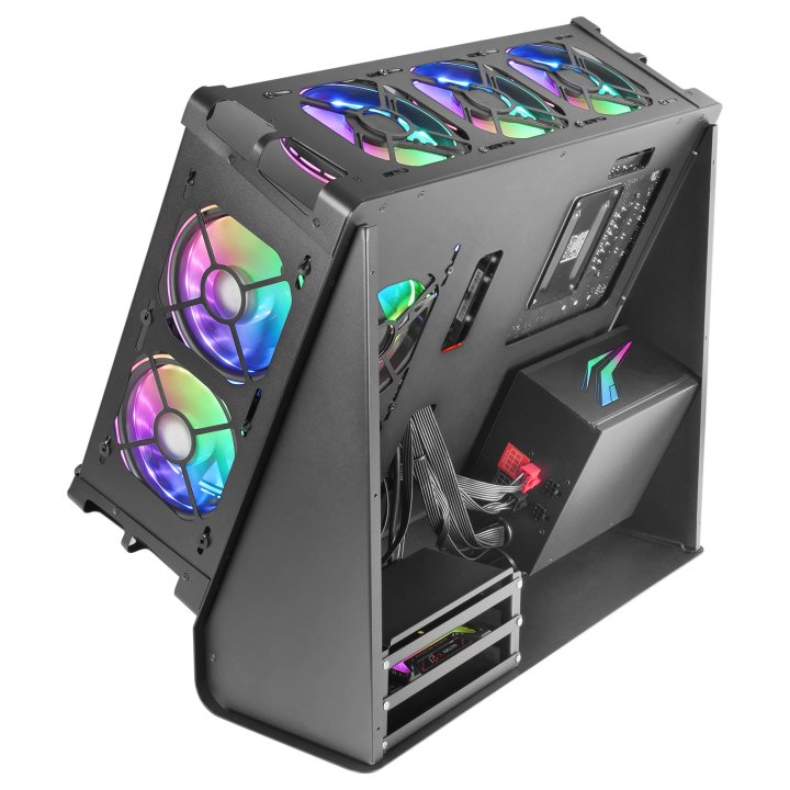 Caja Microatx Gaming Mars Gaming Mcb Black Diseño Custom Premium Sistema Modular Sin Fuente De Alimentacion