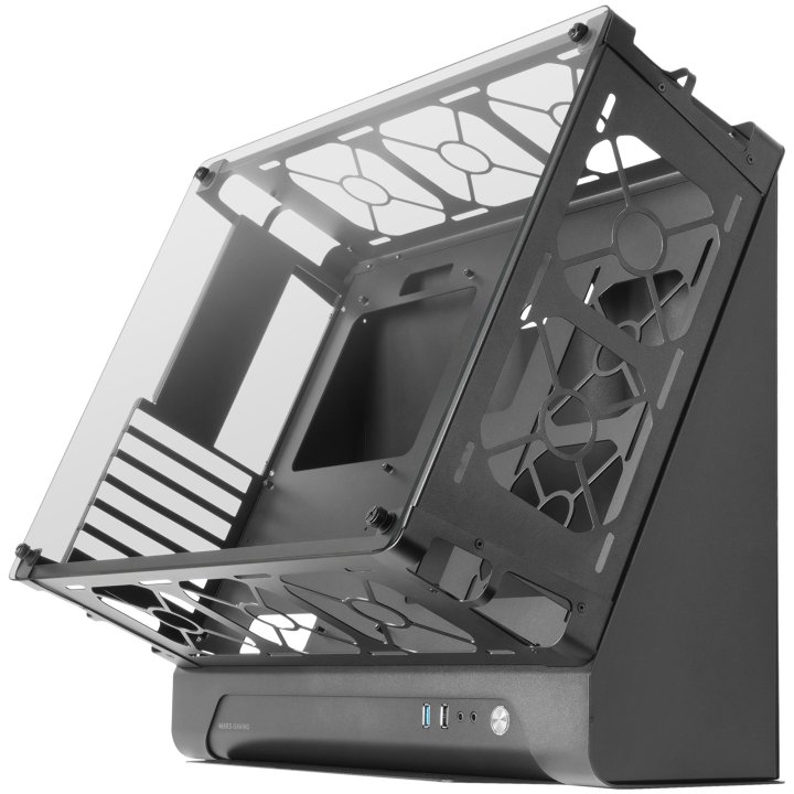 Caja Microatx Gaming Mars Gaming Mcb Black Diseño Custom Premium Sistema Modular Sin Fuente De Alimentacion