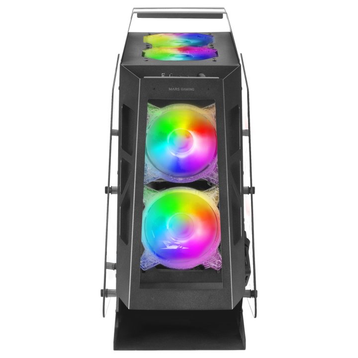 Caja Microatx Gaming Mars Gaming Mc61 Black Diseño Premium Controladora Argb Con Mando 4 Ventiladores De 120 Rgb Sin Fuente