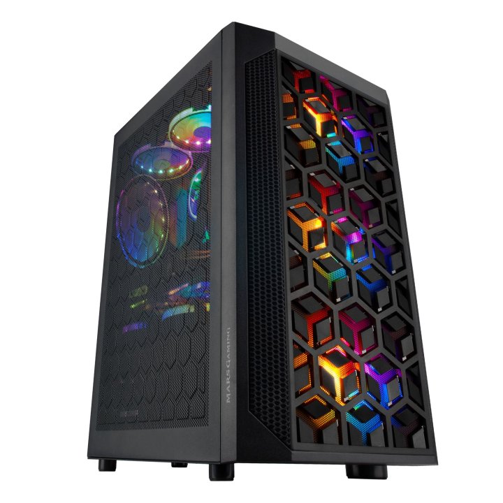 Caja Microatx Gaming Mars Gaming Mcmesh Black Diseño Compacto Frontal Mesh Con 3 Ventiladores De 120mm Ventalas Laterales Dis