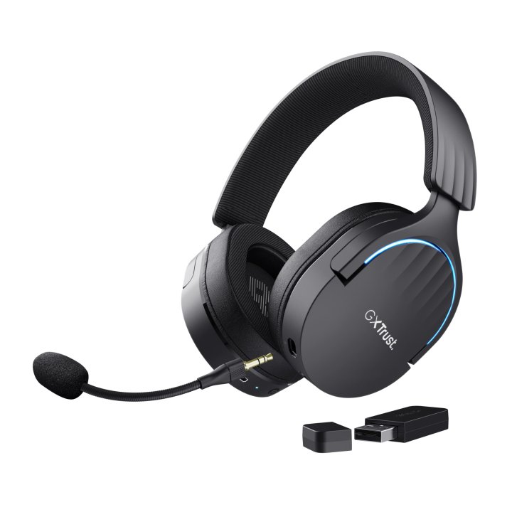 Headset Bluetooth Trust Gaming Fayzo Gxt 491 Negro 24901 Bt Y Usb 2.4ghz Microfono Desmontable Y Flexible Carga Usb-c Control