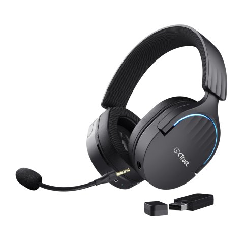 Headset Bluetooth Trust Gaming Fayzo Gxt 491 Negro 24901 Bt Y Usb 2.4ghz Microfono Desmontable Y Flexible Carga Usb-c Control