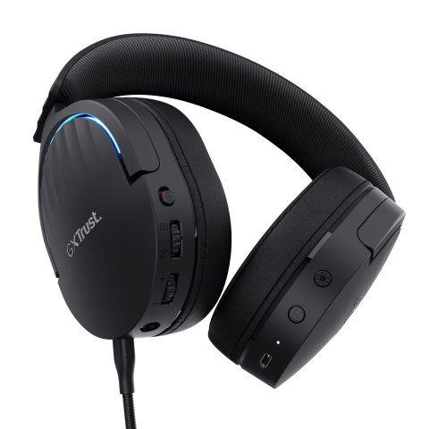 Headset Bluetooth Trust Gaming Fayzo Gxt 491 Negro 24901 Bt Y Usb 2.4ghz Microfono Desmontable Y Flexible Carga Usb-c Control