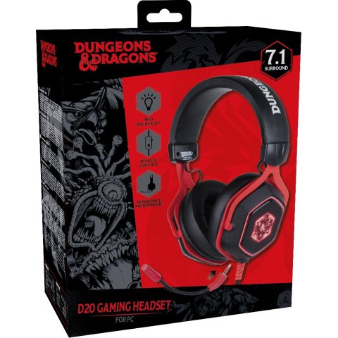 Headset Konix Dungeons And Dragons 7.1 D20 Micro Flexible Multiplataforma Kx-dnd-gh-r20-pc