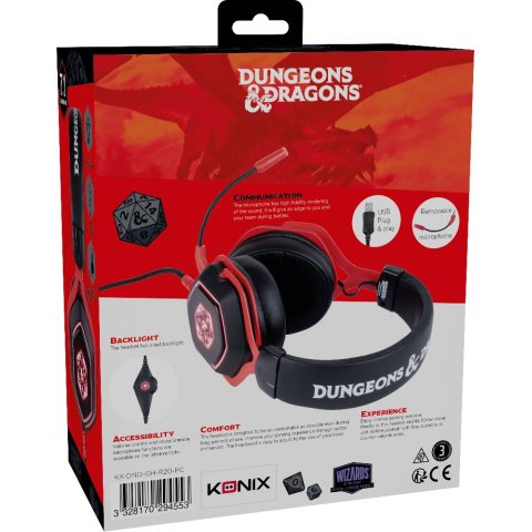 Headset Konix Dungeons And Dragons 7.1 D20 Micro Flexible Multiplataforma Kx-dnd-gh-r20-pc