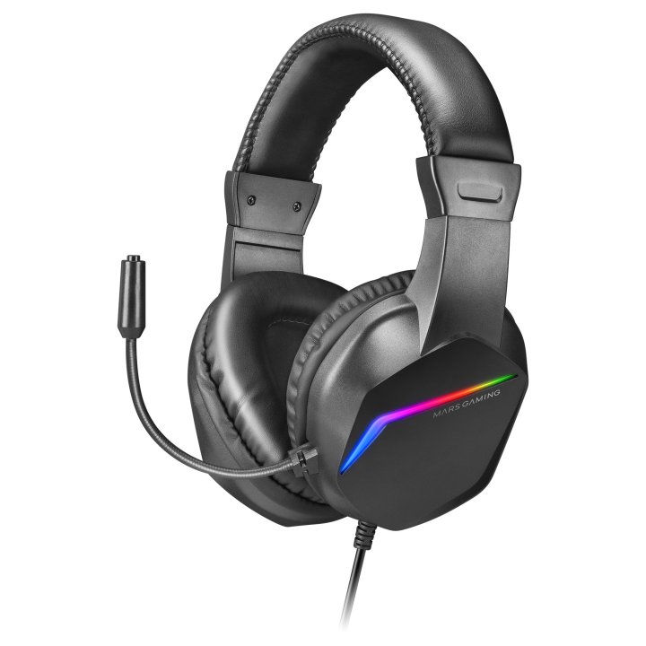 Headset Mars Gaming Mh122 Black Ultra Ligeros 184g Drivers De Neodimo 50mm Microfono Flexible Jack 3.5mm Simple Y Doble Ilumi