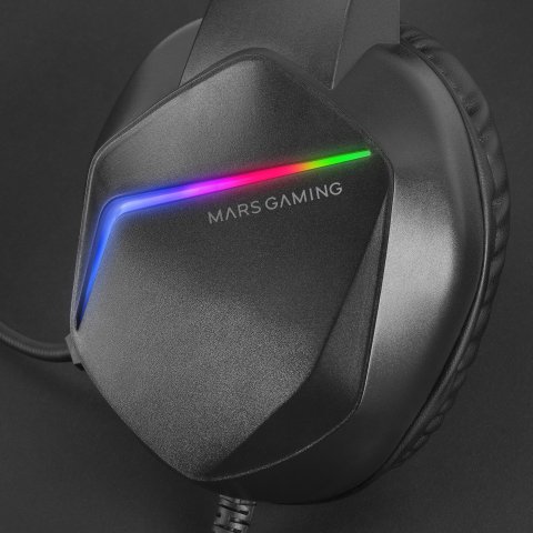 Headset Mars Gaming Mh122 Black Ultra Ligeros 184g Drivers De Neodimo 50mm Microfono Flexible Jack 3.5mm Simple Y Doble Ilumi
