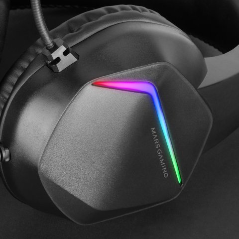 Headset Mars Gaming Mh122 Black Ultra Ligeros 184g Drivers De Neodimo 50mm Microfono Flexible Jack 3.5mm Simple Y Doble Ilumi
