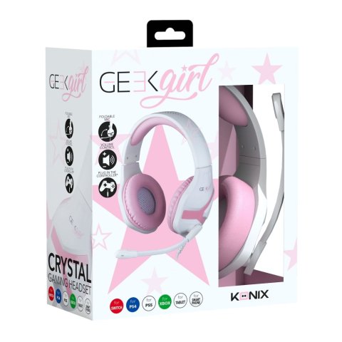 Headset Konix Geek Girl Crystal 40mm Neodimio Micro Flexible Compatible Con Pc   Smartphone   Tablet Kx-gg-gh-crystal