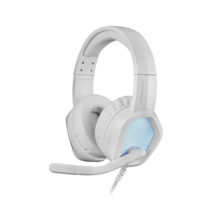Headset Mars Gaming Mh320 White Hi-fi Ultra-bass 3d Jack 3.5mm Iluminacion Rgb Flow (alimentada Por Usb) Micro Con Cancelacio
