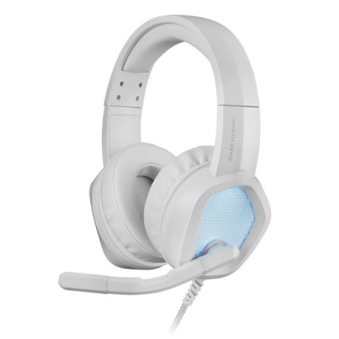 Headset Mars Gaming Mh320 White Hi-fi Ultra-bass 3d Jack 3.5mm Iluminacion Rgb Flow (alimentada Por Usb) Micro Con Cancelacio