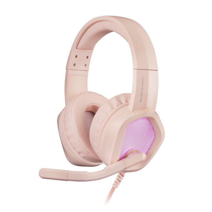 Headset Mars Gaming Mh320 Pink Hi-fi Ultra-bass 3d Jack 3.5mm Iluminacion Rgb Flow (alimentada Por Usb) Micro Con Cancelacion