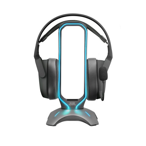 Soporte De Auriculares Con Hub Usb 2x2.0 Mars Gaming Con Iluminacion Rgb Flow Color Negro