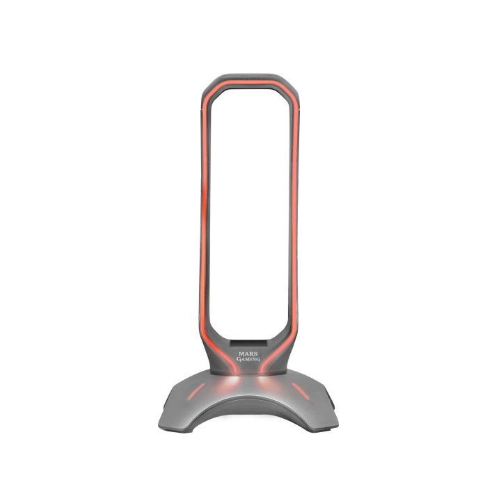 Soporte De Auriculares Con Hub Usb 2x2.0 Mars Gaming Con Iluminacion Rgb Flow Color Negro