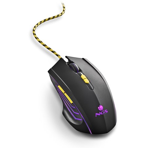 Mouse Ngs Gaming Rgb Gmx-123 800 1200 2400 3200 Dpi Efectos Luminosos Usb Color Negro