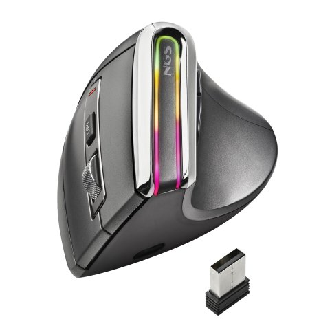Mouse Ngs Wireless Ergo Gaming Rgb Evo Karma Vertical Recargable Luces Led Conexion Multimodo