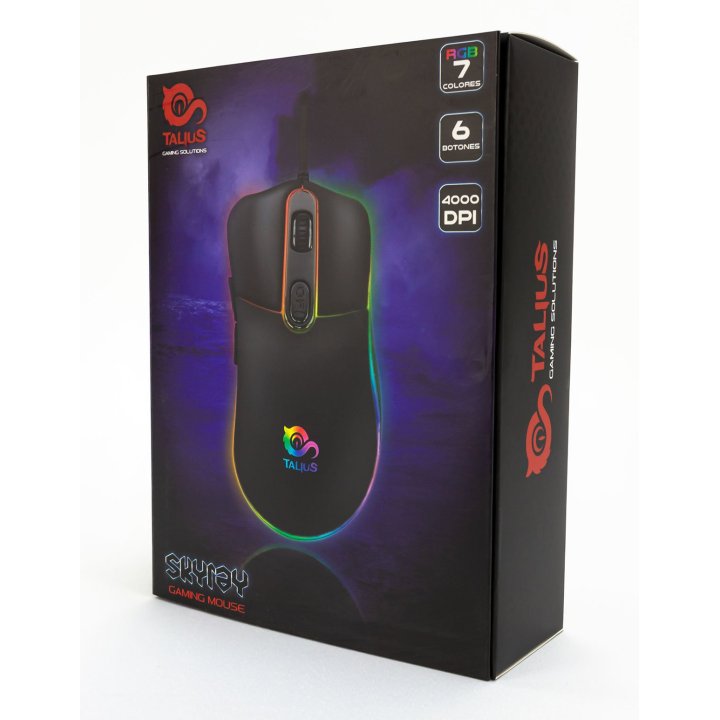 Mouse Talius Gaming Rgb Skyray 4000dpi 6 Botones Iluminacion Rgb Color Negro Mate