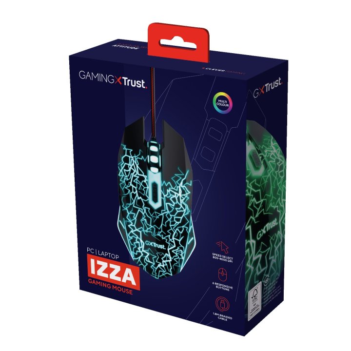 Mouse Trust Gaming Gxt 105x Izza Iluminacion Led 4000 Dpi 6 Botones 24618