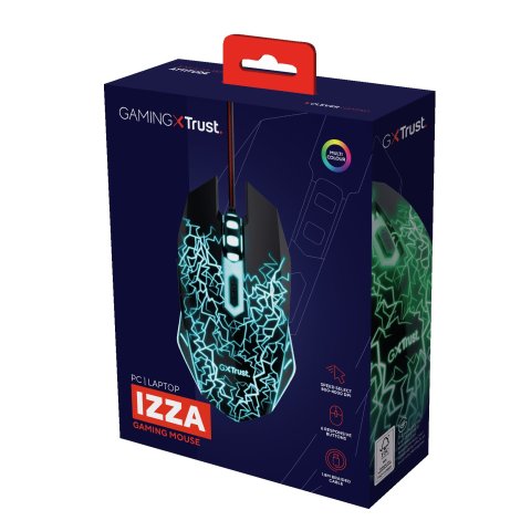 Mouse Trust Gaming Gxt 105x Izza Iluminacion Led 4000 Dpi 6 Botones 24618