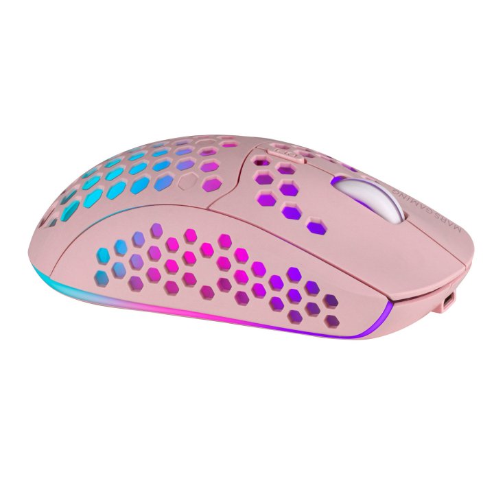 Mouse Mars Gaming Wireless Rgb Mmw3 Pink Usb 2.4g Bateria Recargable 3200dpi Ultraligero Hive Iluminacion Rgb Flow