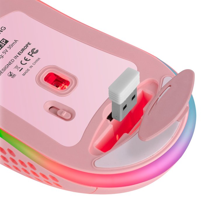 Mouse Mars Gaming Wireless Rgb Mmw3 Pink Usb 2.4g Bateria Recargable 3200dpi Ultraligero Hive Iluminacion Rgb Flow