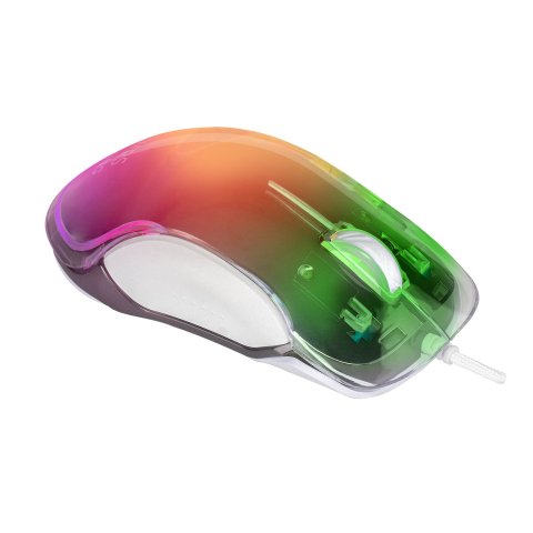 Mouse Mars Gaming Rgb Mmgloww White 12800dpi Iluminacion Total Chroma-glow Con Cuerpo Acabado En Espejo Switches Mecanicos Hu