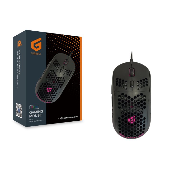 Mouse Conceptronic Gaming Rgb Djebbel04b Usb 6400dpi 6 Botones Programables