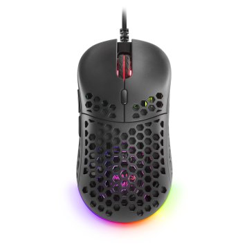 Mouse Mars Gaming Rgb Mm55 Dise¾o Hive Black 12800dpi A825pro Switch Huano Superficie Perforada Iluminacion Rgb Chroma Peso 5