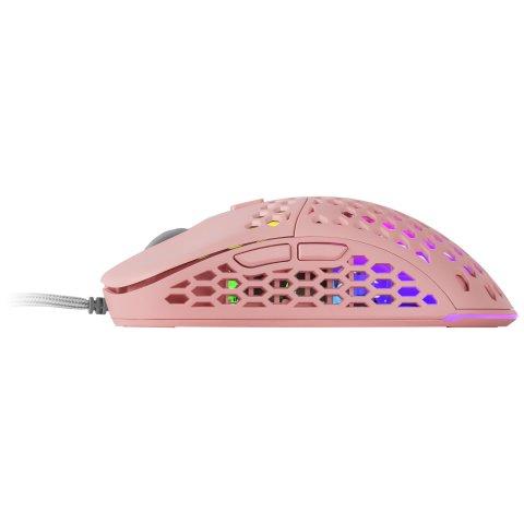 Mouse Mars Gaming Rgb Mm55p Dise¾o Hive Pink 12800dpi A825pro Switch Huano Superficie Perforada Iluminacion Rgb Chroma Peso 5