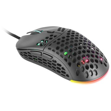 Mouse Mars Gaming Rgb Mm55 Dise¾o Hive Black 12800dpi A825pro Switch Huano Superficie Perforada Iluminacion Rgb Chroma Peso 5 2