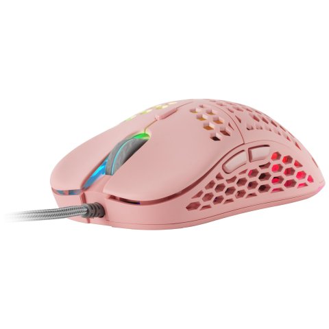 Mouse Mars Gaming Rgb Mm55p Dise¾o Hive Pink 12800dpi A825pro Switch Huano Superficie Perforada Iluminacion Rgb Chroma Peso 5