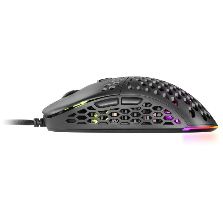 Mouse Mars Gaming Rgb Mm55 Dise¾o Hive Black 12800dpi A825pro Switch Huano Superficie Perforada Iluminacion Rgb Chroma Peso 5