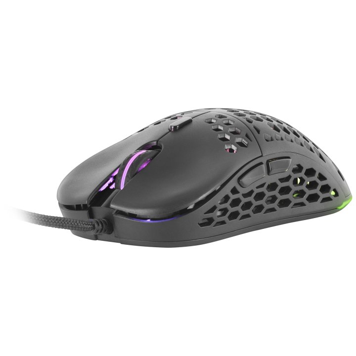 Mouse Mars Gaming Rgb Mm55 Dise¾o Hive Black 12800dpi A825pro Switch Huano Superficie Perforada Iluminacion Rgb Chroma Peso 5