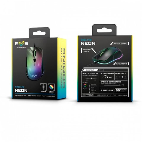 Mouse Energy Sistem Gaming Rgb Esg M3 Neon 6 Botones Customizables Con Software Led Rgb En Superficie