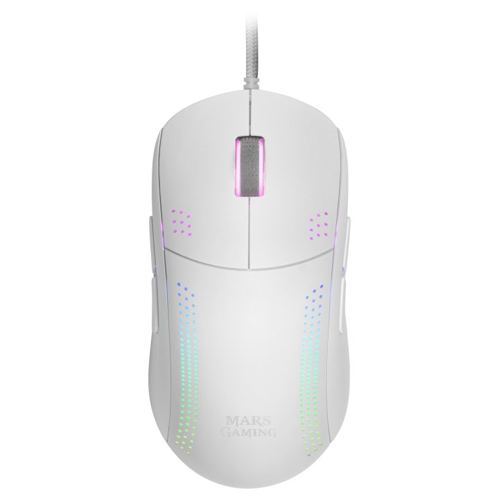 Mouse Mars Gaming Rgb Mmpro White Ambidiestro 32k Dpi Optica Pixart 3335pro 9 Botones 4 De Ellos Extraibles Switeches Mecanic