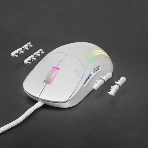 Mouse Mars Gaming Rgb Mmpro White Ambidiestro 32k Dpi Optica Pixart 3335pro 9 Botones 4 De Ellos Extraibles Switeches Mecanic