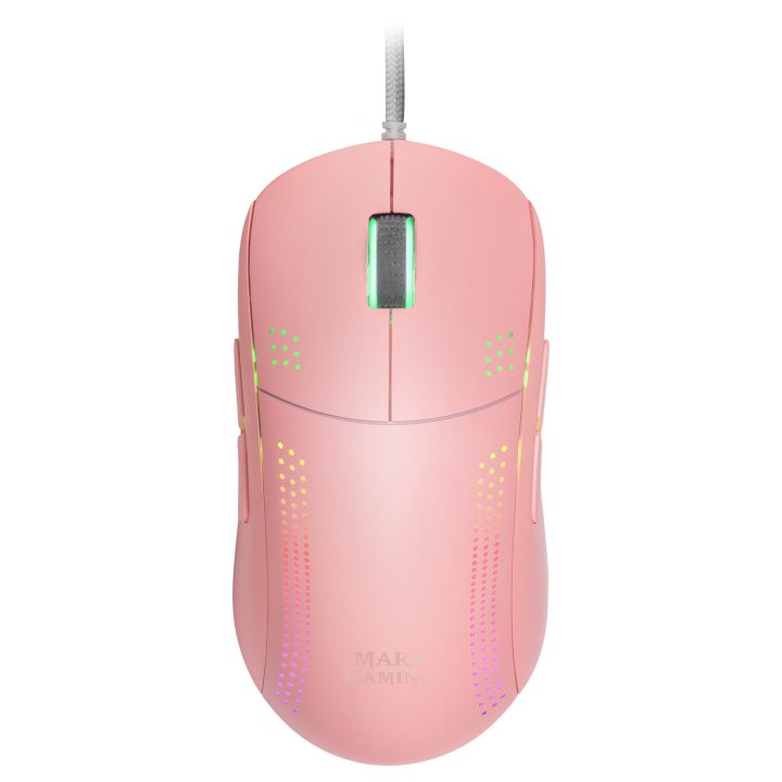 Mouse Mars Gaming Rgb Mmpro Pink Ambidiestro 32k Dpi Optica Pixart 3335pro 9 Botones 4 De Ellos Extraibles Switeches Mecanico