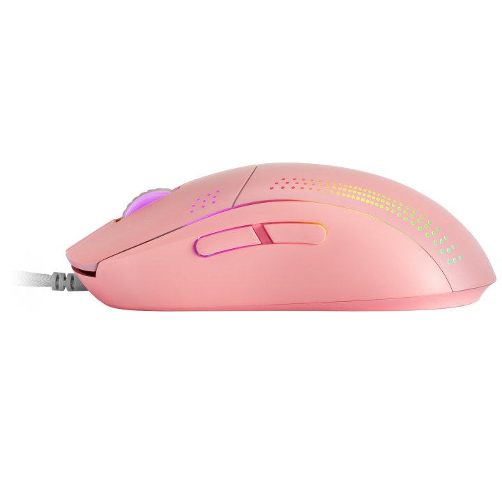 Mouse Mars Gaming Rgb Mmpro Pink Ambidiestro 32k Dpi Optica Pixart 3335pro 9 Botones 4 De Ellos Extraibles Switeches Mecanico