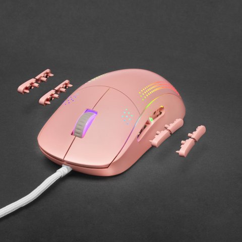 Mouse Mars Gaming Rgb Mmpro Pink Ambidiestro 32k Dpi Optica Pixart 3335pro 9 Botones 4 De Ellos Extraibles Switeches Mecanico