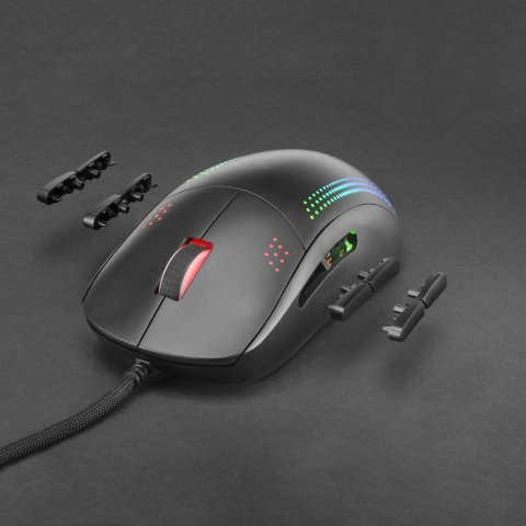Mouse Mars Gaming Rgbmmpro Black Ambidiestro 32k Dpi Optica Pixart 3335pro 9 Botones 4 De Ellos Extraibles Switeches Mecanico