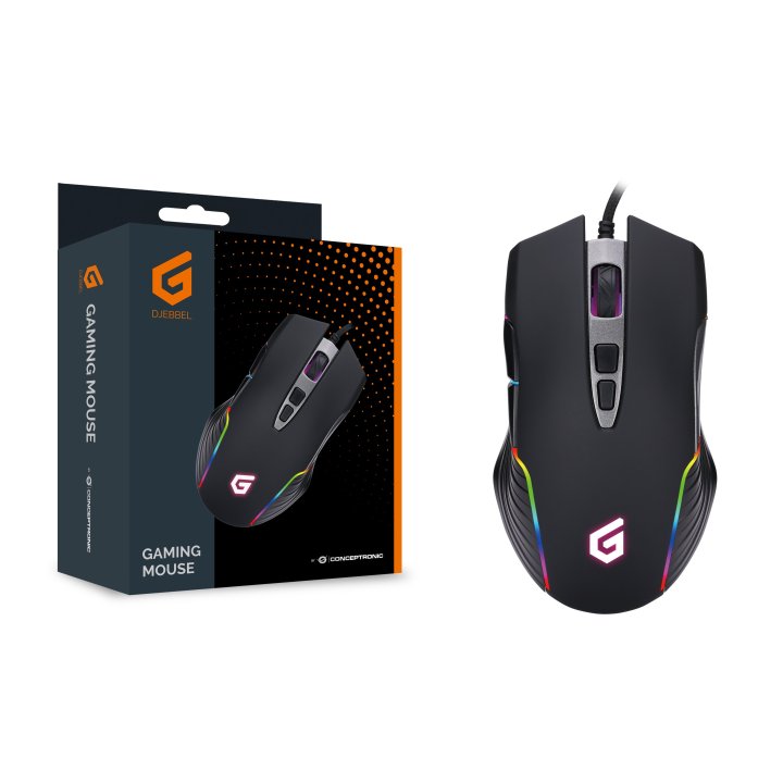 Mouse Conceptronic Gaming Djebbel03b Usb Alta Sensibilidad Sensor 7200dpi Botones Programables