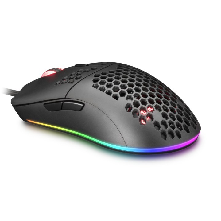 Mouse Mars Gaming Rgb Mmax Diseo Hive Black 12400dpi Pixart 3327pro Switch Huano Superficie Perforada Iluminacion Rgb Chroma